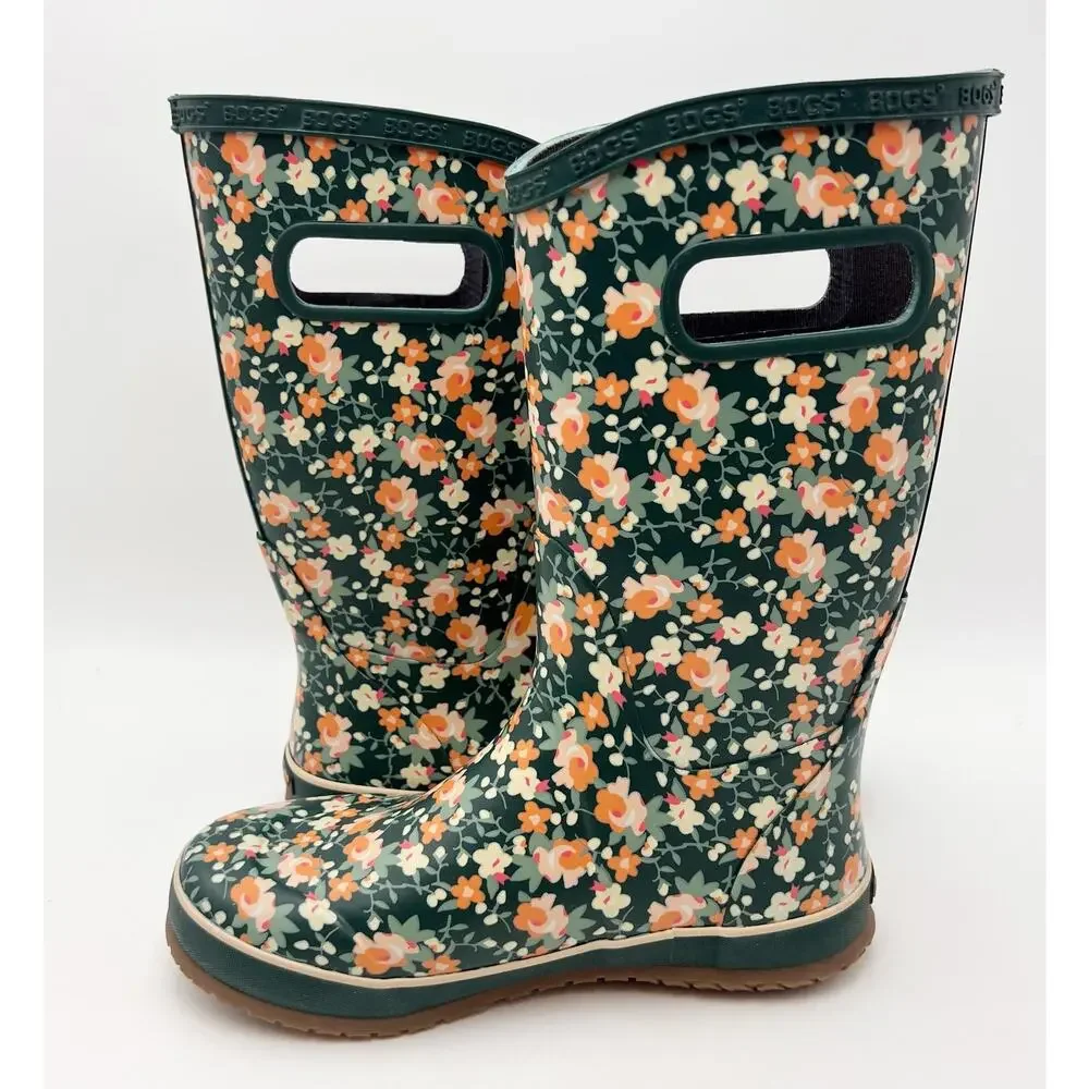 Bogs Kids RainBoot US 5 EU 38 Floral Green Multicolor Waterproof NWOB